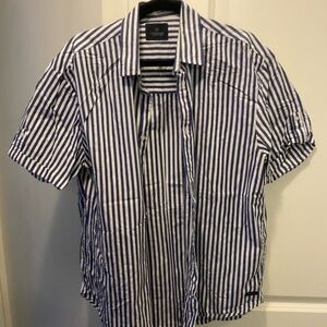 Scotch & Soda Blue and White Striped Casual Shirt